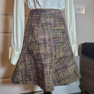 Vintage Aurelie Cherell Woven Tweed A-Line Flare Skirt Sm